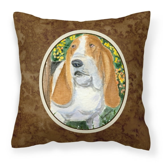 Carolines Treasures SS8964PW1414 Basset Hound Fabric Decorative Pillow, 14Hx14W, multicolor