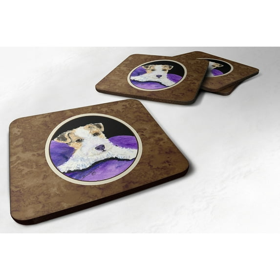 Carolines Treasures SS8971FC Fox Terrier Foam Coaster Set of 4 3 1/2 x 3 1/2 multicolor