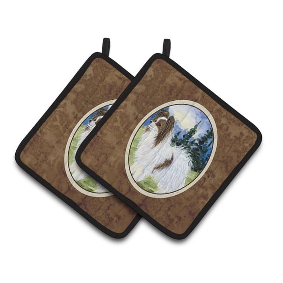 Carolines Treasures SS8975PTHD Papillon Pair of Pot Holders 7.5HX7.5W multicolor