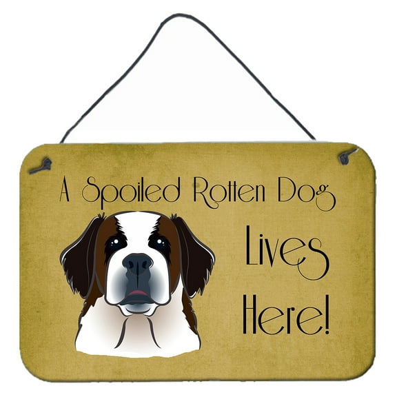 Carolines Treasures BB1494DS812 Saint Bernard Spoiled Dog Lives Here Wall and Door Hanging Prints