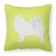 thumbnail image 1 of Carolines Treasures BB3859PW1414 Samoyed Checkerboard Green Fabric Decorative Pillow, 1 of 4