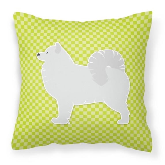 Carolines Treasures BB3859PW1414 Samoyed Checkerboard Green Fabric Decorative Pillow
