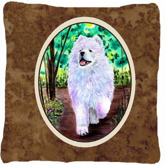 Carolines Treasures Samoyed Indoor & Outdoor Decorative Fabric Pillow - 14 x 14 in.