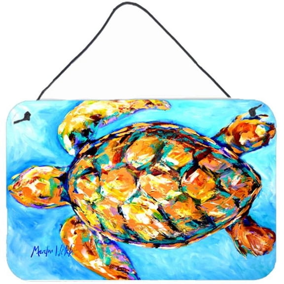 Carolines Treasures Sand Dance Turtle Aluminium Metal Wall or Door Hanging Print - 8 x 12 in.