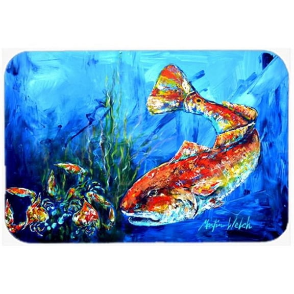 Carolines Treasures Scattered Red Fish Glass Cutting Board - Large