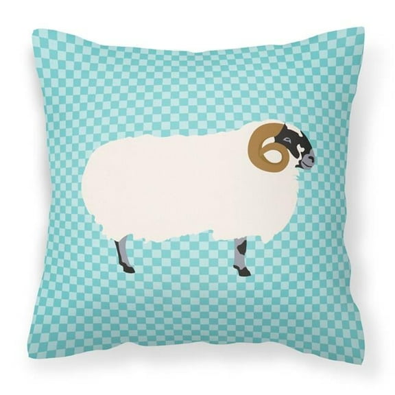 Carolines Treasures BB8147PW1818 Scottish Blackface Sheep Blue Check Fabric Decorative Pillow, 18 x 18 in.