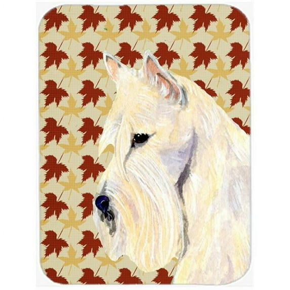 Carolines Treasures Scottish Terrier Wheaten Fall Leaves Portrait Glass Cutting Board - Large