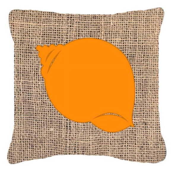 Carolines Treasures Shell Burlap And Orange Indoor & Outdoor Fabric Decorative Pillow - Orange - 14 x 3 x 14 in.