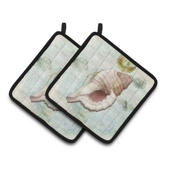 Carolines Treasures Shells Pair of Pot Holders 7.5 x 3 x 7.5 in.