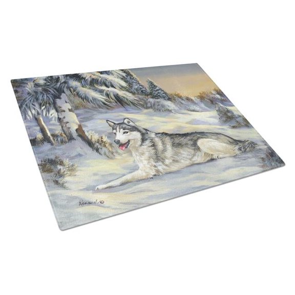Carolines Treasures  Siberian Husky Winterscape Glass Cutting Board - Large
