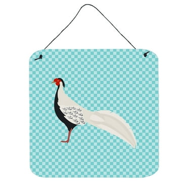 Carolines Treasures BB8103DS66 Silver Pheasant Blue Check Wall or Door Hanging Prints, 6 x 6 in.