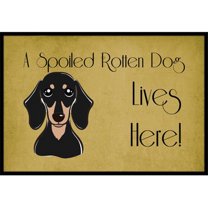 Carolines Treasures Smooth Black and Tan Dachshund Spoiled Dog Lives Here Door Mat Indoor Rug or Outdoor Welcome Mat