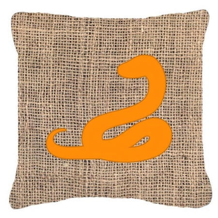 Carolines Treasures Snake Burlap and Orange Indoor & Outdoor Decorative Fabric Pillow