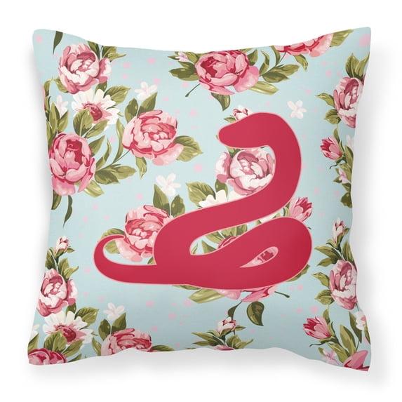 Carolines Treasures Snake Shabby Chic Blue Roses Decorative Outdoor Pillow