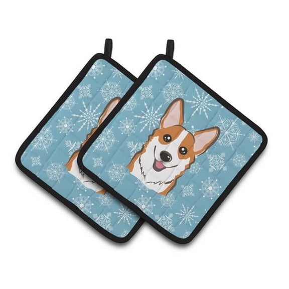 Carolines Treasures  Snowflake Red Corgi Pair of Pot Holders
