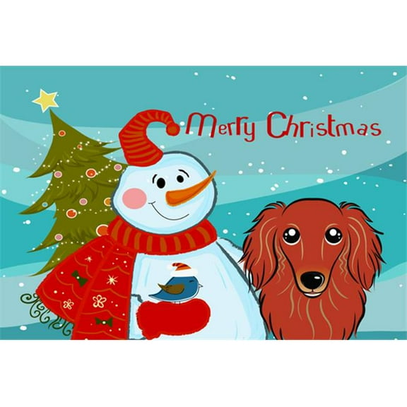 Carolines Treasures Snowman With Longhair Red Dachshund Fabric Placemat
