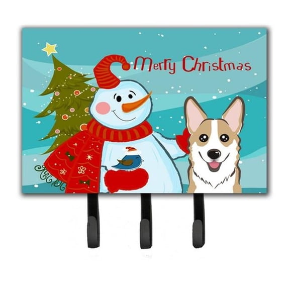 Caroline's Treasures BB1873TH68 Snowman with Sable Corgi Leash or Key Holder, Triple, multicolor