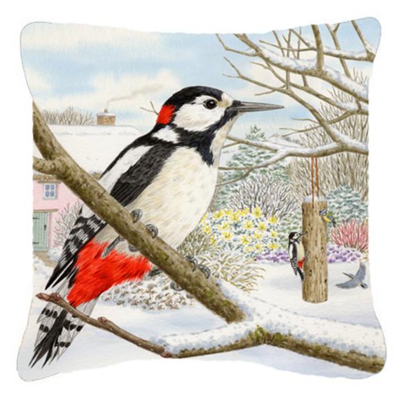 Carolines Treasures  Spotted Woodpecker Canvas Decorative Pillow - Indoor/Outdoor - 18in. x 18in. - Multicolor