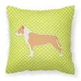 thumbnail image 1 of Carolines Treasures BB3854PW1818 Staffordshire Bull Terrier Checkerboard Green Fabric Decorative Pillow, 1 of 5