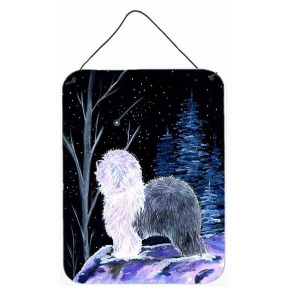 Carolines Treasures Starry Night Old English Sheepdog Aluminium Metal Wall Or Door Hanging Prints - 12 x 16 in.