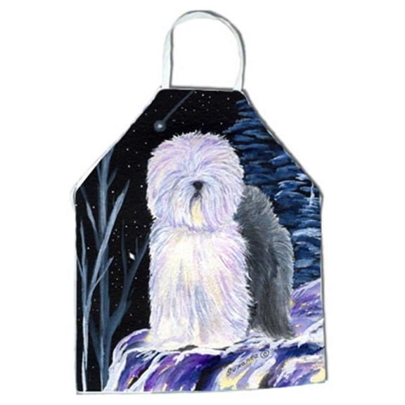 Carolines Treasures Starry Night Old English Sheepdog Apron - White - 27 x 31 in.