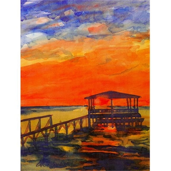 Carolines Treasures Sunset From The Dock At The Pier Flag Garden Size