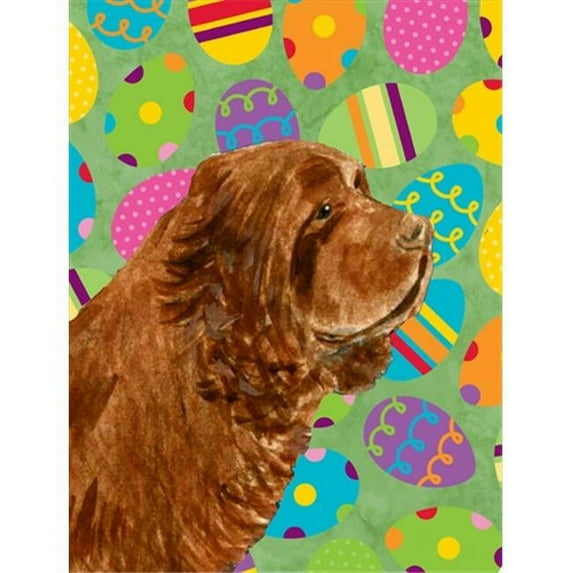 Carolines Treasures Sussex Spaniel Easter Eggstravaganza Flag- Garden Size