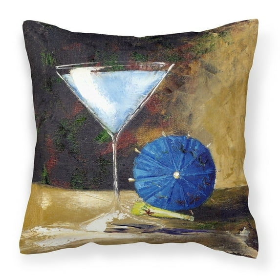 Carolines Treasures TMTR0031PW1414 Blue Martini by Malenda Trick Canvas Decorative Pillow 14Hx14W multicolor