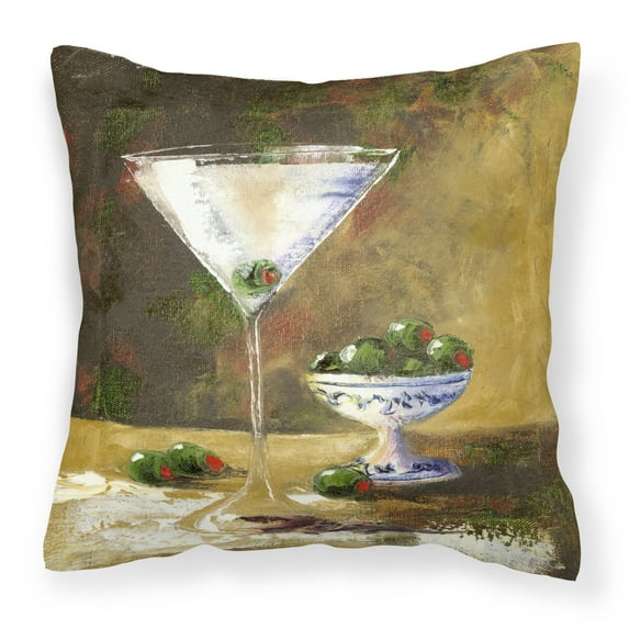 Carolines Treasures TMTR0033PW1414 Olive Martini by Malenda Trick Canvas Decorative Pillow  14Hx14W multicolor