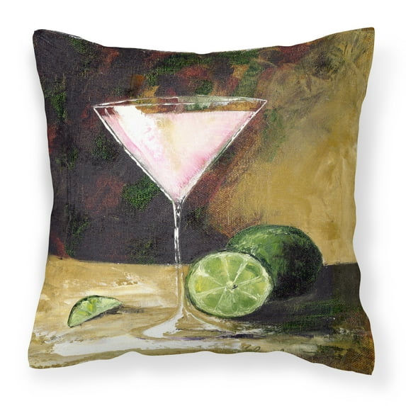 Carolines Treasures TMTR0034PW1414 Lime Martini by Malenda Trick Canvas Decorative Pillow 14Hx14W multicolor