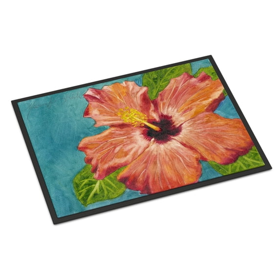 Coral Hibiscus by Malenda Trick Door Mat