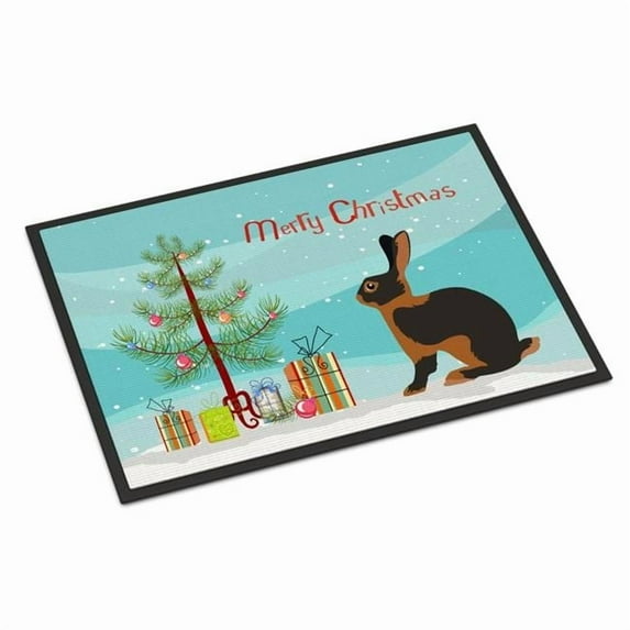 Caroline's Treasures BB9330JMAT Tan Rabbit Christmas Door Mat, Indoor Rug or Outdoor Welcome Mat 24x36 Doormat , 36"L x