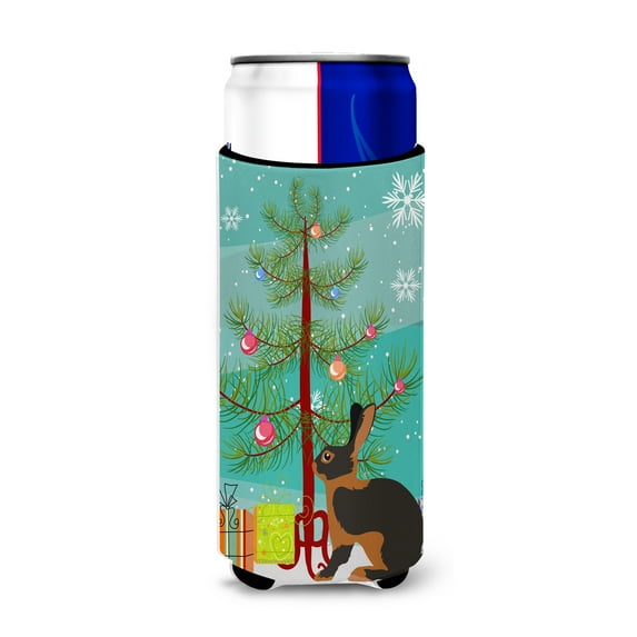 Carolines Treasures Tan Rabbit Christmas Michelob Ultra Hugger for Slim Cans