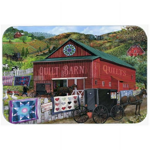 Carolines Treasures  The Quilt Barn Glass Cutting Board, Large