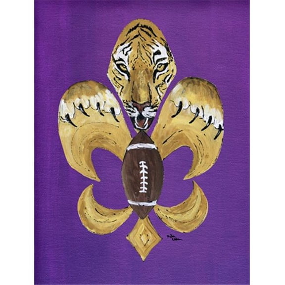 Carolines Treasures Tiger Football Fleur de lis House Size Canvas Flag