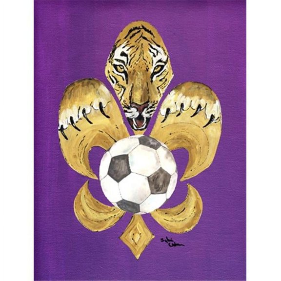 Carolines Treasures Tiger Soccer Fleur de lis House Size Canvas Flag
