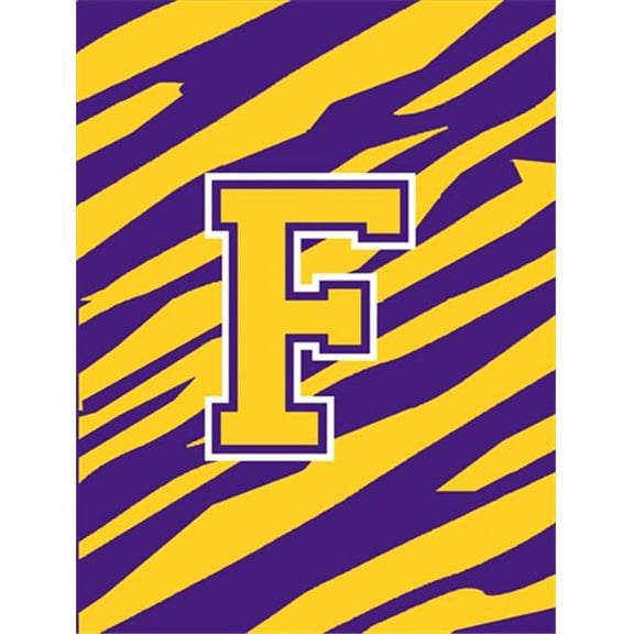 Carolines Treasures Tiger Stripe Purple Gold Letter F Monogram Initial Flag House Size