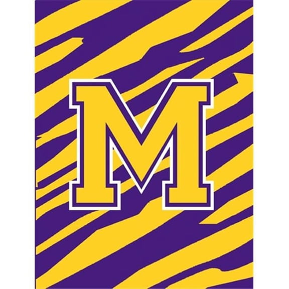 Carolines Treasures Tiger Stripe Purple Gold Letter M Monogram Initial Flag House Size