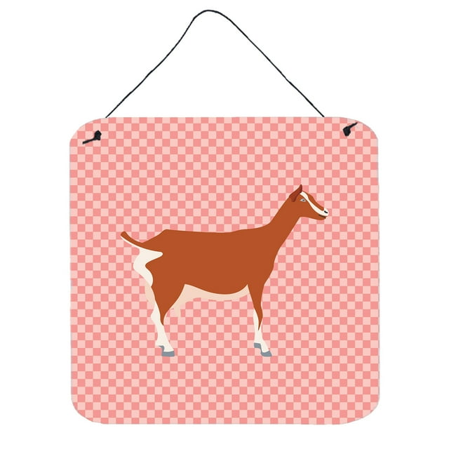 Carolines Treasures BB7881DS66 Toggenburger Goat Pink Check Wall or Door Hanging Prints, 6 x 6 in.