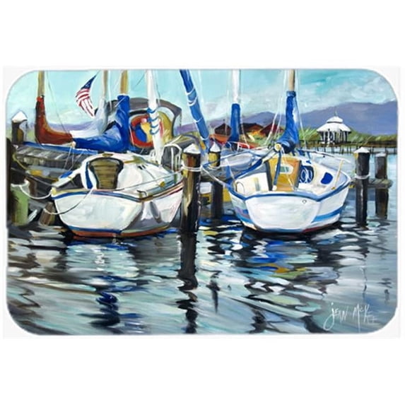 Carolines Treasures Tourquoise Bay Sailboat Glass Cutting Board- - Large