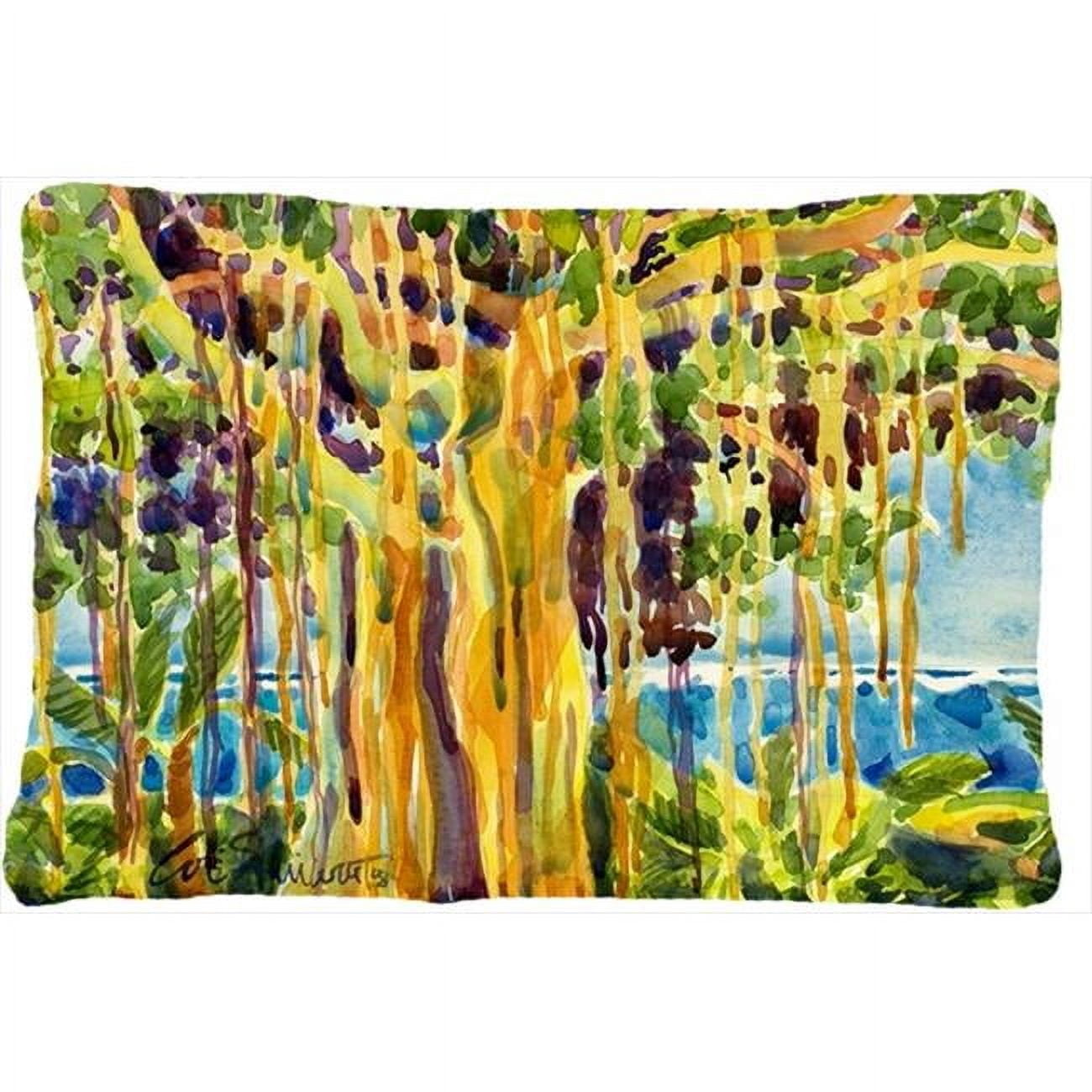 Carolines Treasures  Tree - Banyan Tree Indoor & Outdoor Decorative Fabric Pillow - 12 x 16 in.
