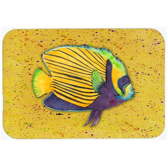 Carolines Treasures Tropical Fish on Mustard Glass Cutting Board Large Size