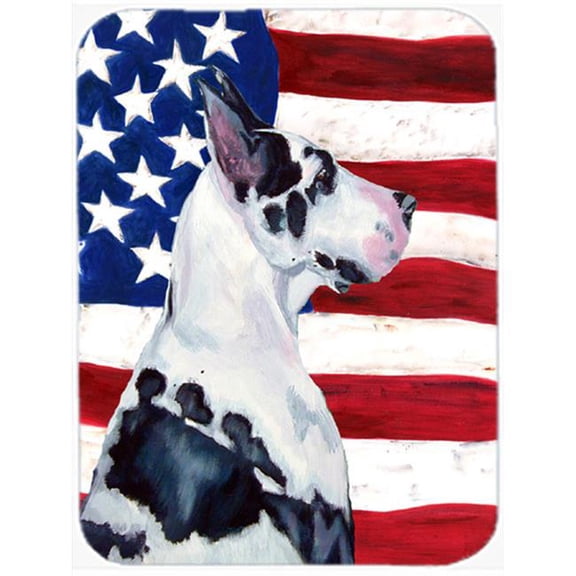 Carolines Treasures USA American Flag with Great Dane Glass Cutting Board - Large