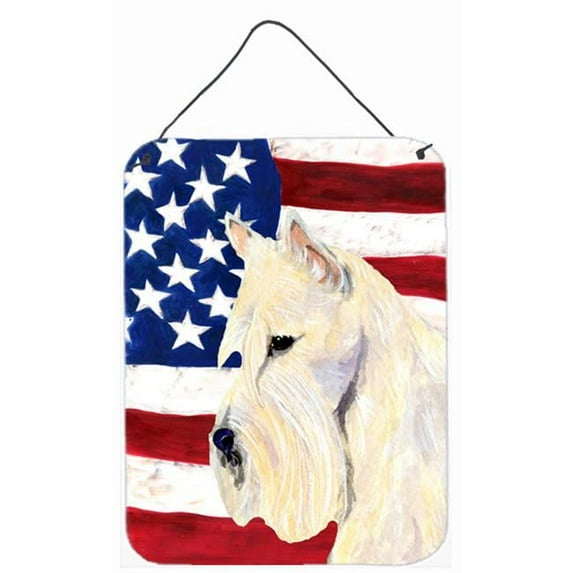 Carolines Treasures SS4015DS1216 Usa American Flag with Scottish Terrier Wall or Door Hanging Prints, 16" x 12", Multicolor