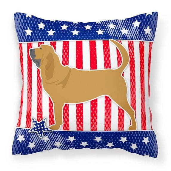 Carolines Treasures BB3284PW1818 USA Patriotic Bloodhound Fabric Decorative Pillow