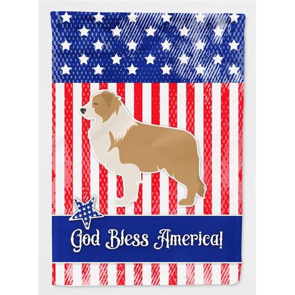 Carolines Treasures  USA Patriotic Red Border Collie Flag Canvas House Size