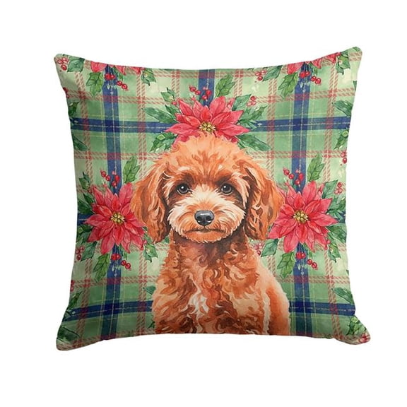 Carolines Treasures Unisex Adult Miniature Red Poodle Christmas Poinsettias Throw Pillow - 18 x 18 in.