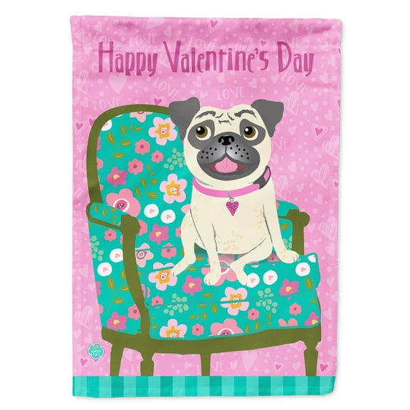 Carolines Treasures VHA3002CHF Happy Valentines Day Pug Flag Canvas House Size  Large multicolor