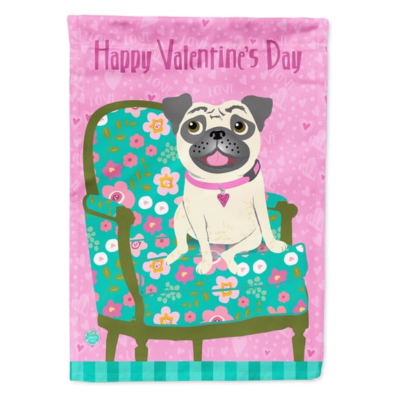 Carolines Treasures VHA3002CHF Happy Valentines Day Pug Flag Canvas House Size Large multicolor