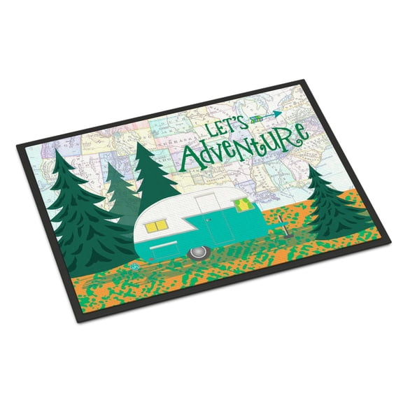 Carolines Treasures VHA3003MAT Lets Adventure Glamping Trailer Door Mat Indoor Rug or Outdoor Welcome Mat 18x27 Doormat